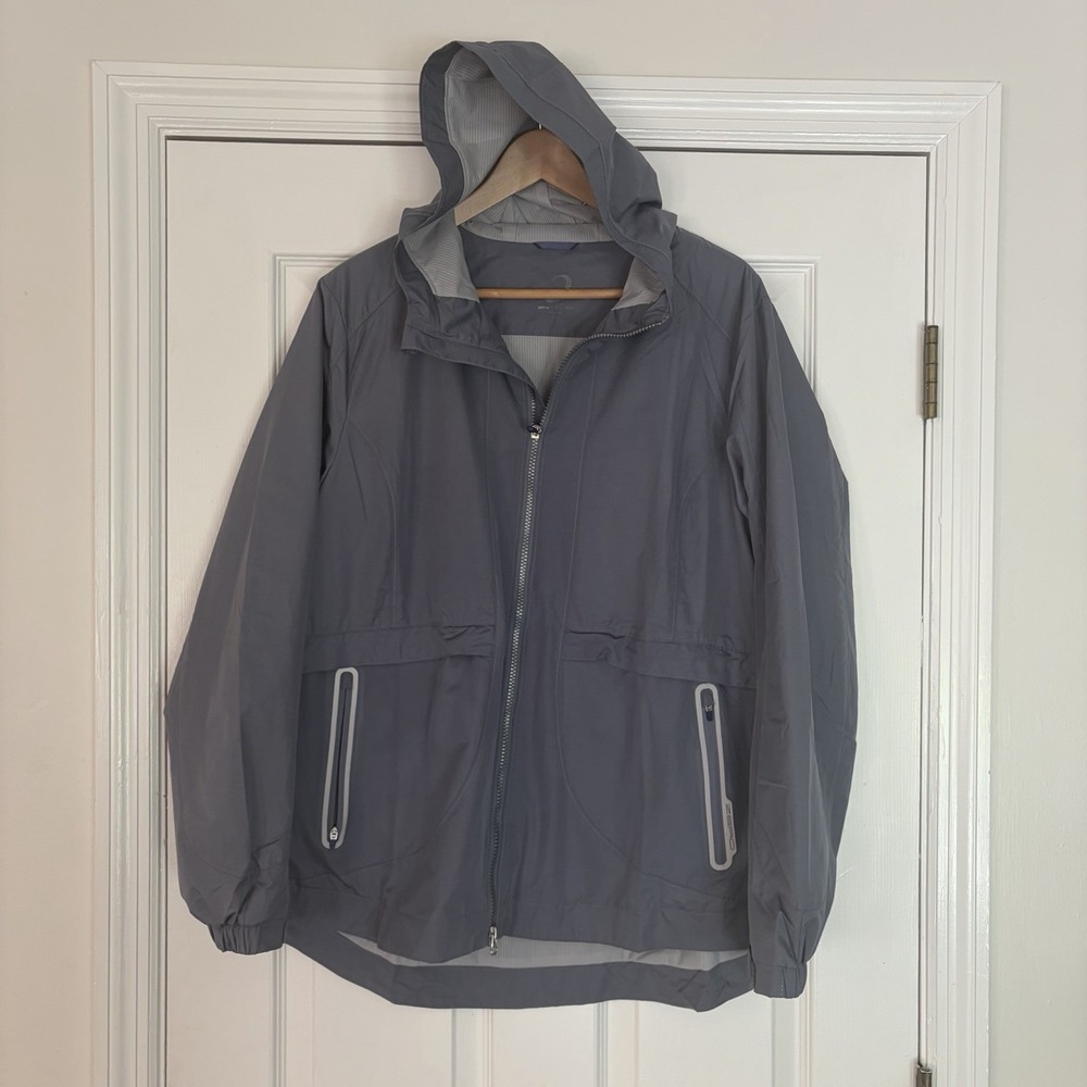 Zero‎ Restriction Womens XL rain Jacket  Hooded Golf Full Zip Gray Outdoor Nylon
